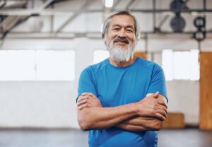 Healthy older man in active wear to represent sobriety and other steps for reducing dementia risk