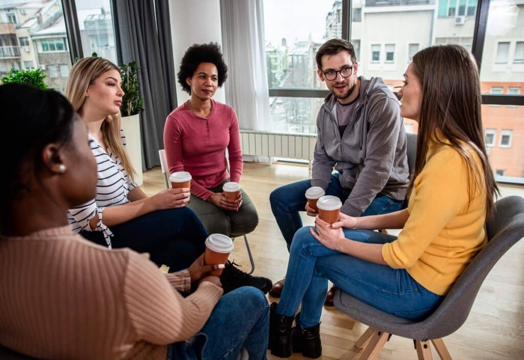 Group of people in alcohol recovery program